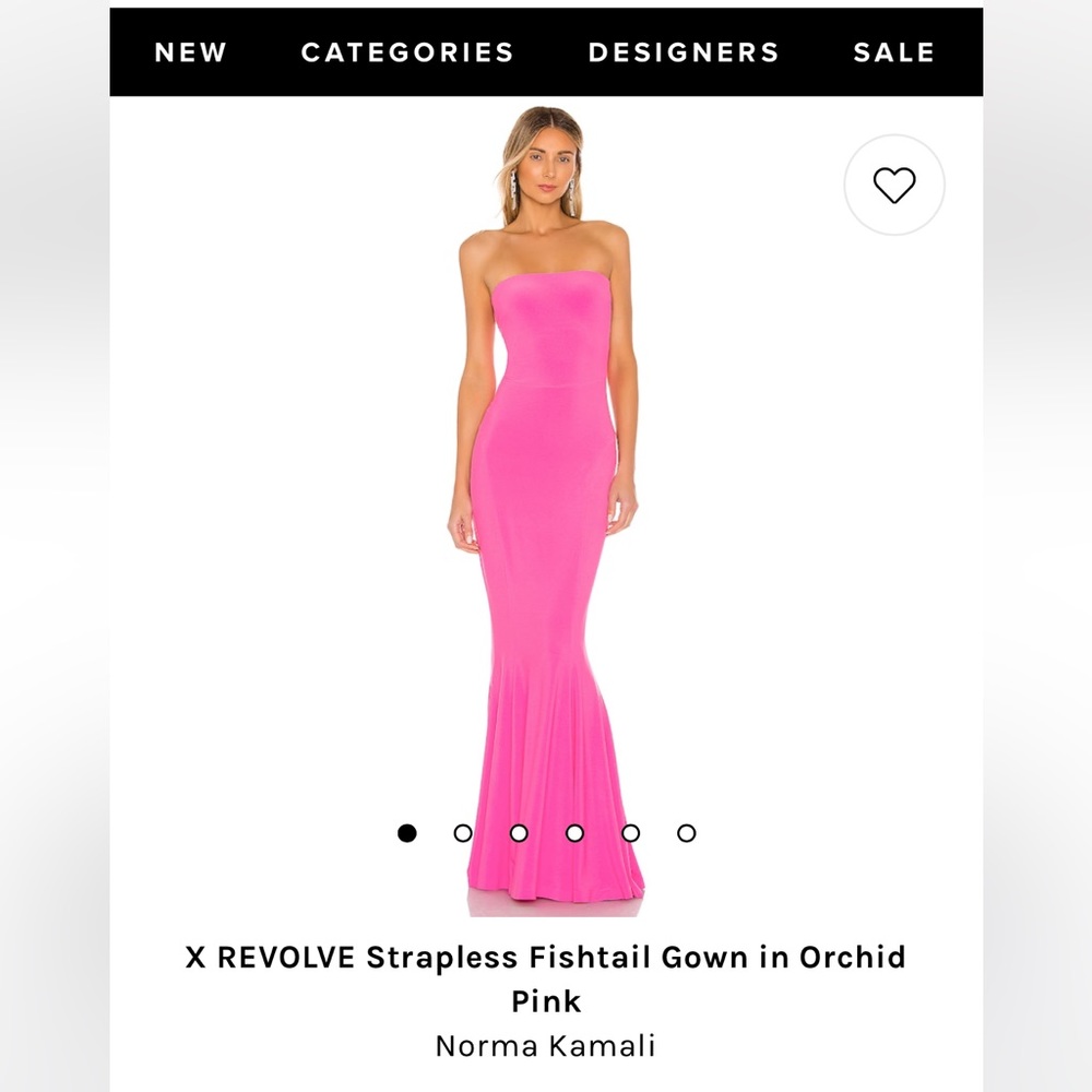 Norma Kamali pink fishtail gown. Very nice heavy bouncy fabric. Only worn once.